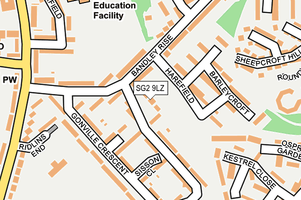 SG2 9LZ map - OS OpenMap – Local (Ordnance Survey)