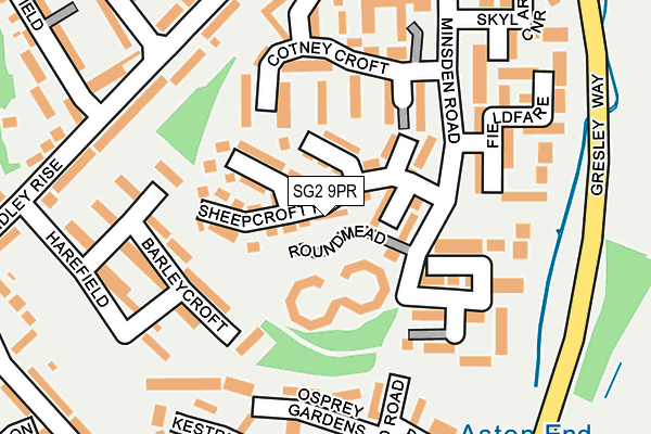 SG2 9PR map - OS OpenMap – Local (Ordnance Survey)