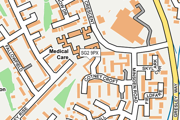 SG2 9PX map - OS OpenMap – Local (Ordnance Survey)
