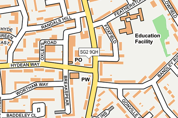 SG2 9QH map - OS OpenMap – Local (Ordnance Survey)