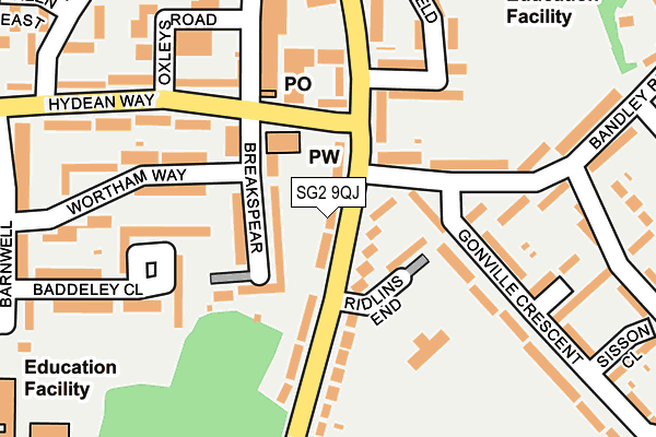 SG2 9QJ map - OS OpenMap – Local (Ordnance Survey)