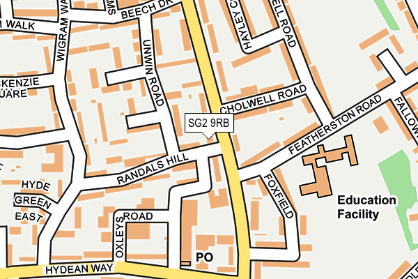 SG2 9RB map - OS OpenMap – Local (Ordnance Survey)