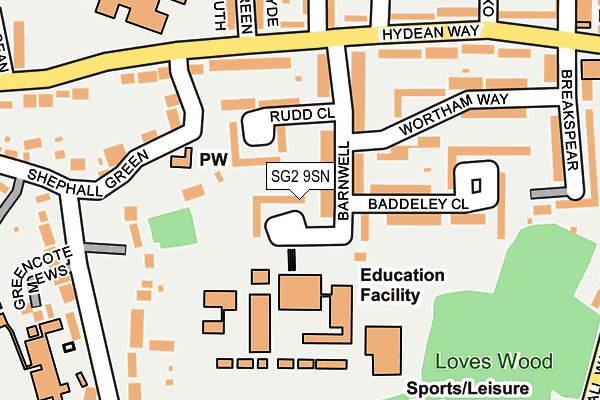 SG2 9SN map - OS OpenMap – Local (Ordnance Survey)