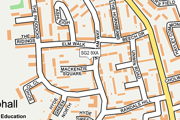 SG2 9XA map - OS OpenMap – Local (Ordnance Survey)