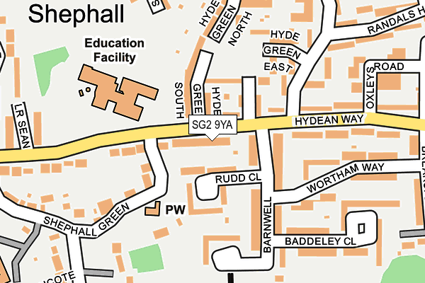 SG2 9YA map - OS OpenMap – Local (Ordnance Survey)