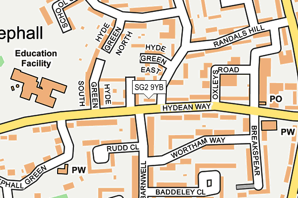 SG2 9YB map - OS OpenMap – Local (Ordnance Survey)