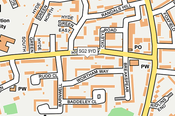 SG2 9YD map - OS OpenMap – Local (Ordnance Survey)