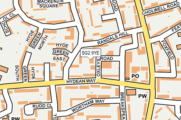 SG2 9YE map - OS OpenMap – Local (Ordnance Survey)