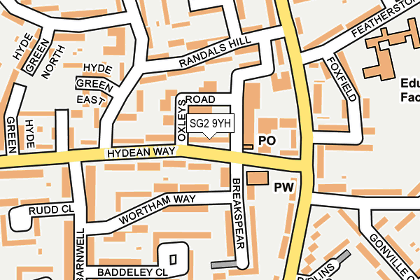SG2 9YH map - OS OpenMap – Local (Ordnance Survey)