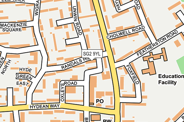 SG2 9YL map - OS OpenMap – Local (Ordnance Survey)