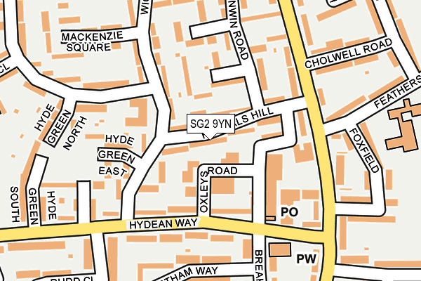 SG2 9YN map - OS OpenMap – Local (Ordnance Survey)