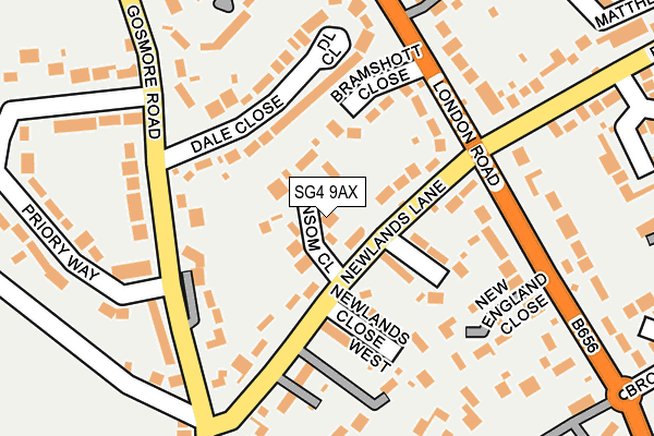 SG4 9AX map - OS OpenMap – Local (Ordnance Survey)