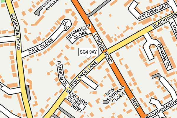 SG4 9AY map - OS OpenMap – Local (Ordnance Survey)