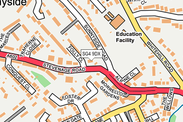 SG4 9DX map - OS OpenMap – Local (Ordnance Survey)