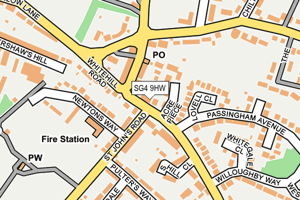 SG4 9HW map - OS OpenMap – Local (Ordnance Survey)