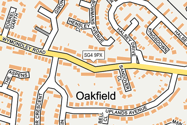 SG4 9PX map - OS OpenMap – Local (Ordnance Survey)
