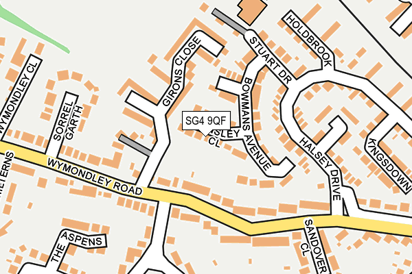 SG4 9QF map - OS OpenMap – Local (Ordnance Survey)