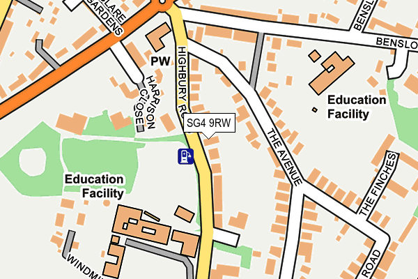 SG4 9RW map - OS OpenMap – Local (Ordnance Survey)