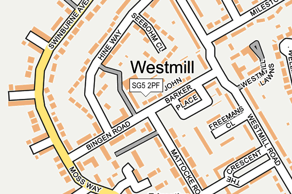 SG5 2PF map - OS OpenMap – Local (Ordnance Survey)