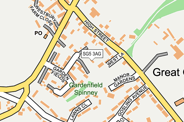 SG5 3AG map - OS OpenMap – Local (Ordnance Survey)
