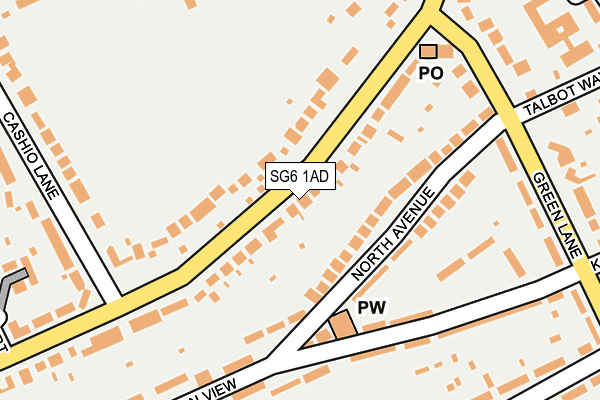 SG6 1AD map - OS OpenMap – Local (Ordnance Survey)