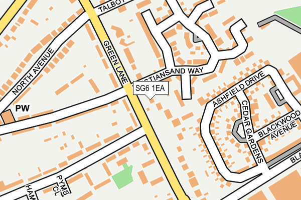 SG6 1EA map - OS OpenMap – Local (Ordnance Survey)