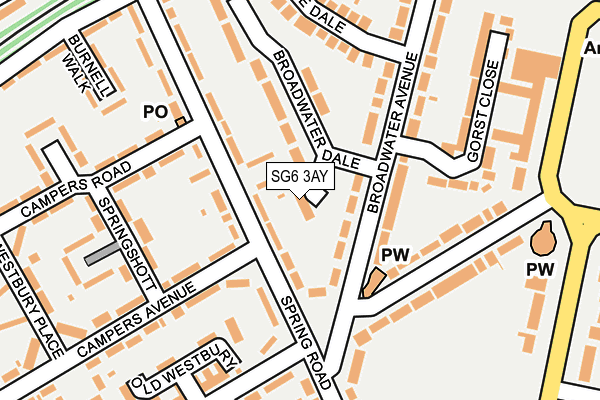 SG6 3AY map - OS OpenMap – Local (Ordnance Survey)