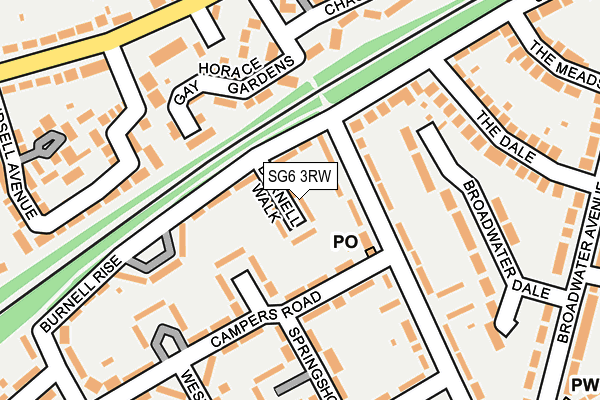 SG6 3RW map - OS OpenMap – Local (Ordnance Survey)