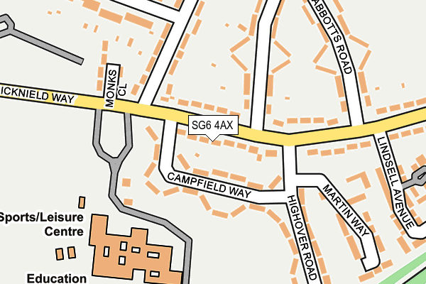 SG6 4AX map - OS OpenMap – Local (Ordnance Survey)