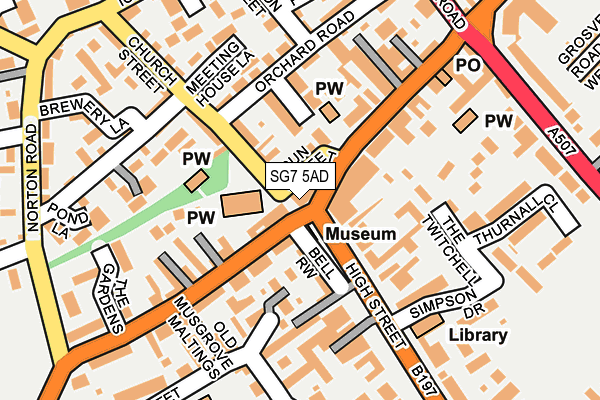 SG7 5AD map - OS OpenMap – Local (Ordnance Survey)