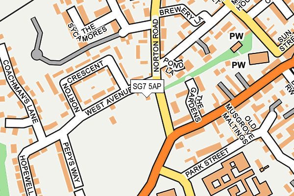 SG7 5AP map - OS OpenMap – Local (Ordnance Survey)