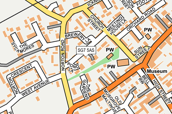SG7 5AS map - OS OpenMap – Local (Ordnance Survey)