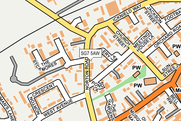 SG7 5AW map - OS OpenMap – Local (Ordnance Survey)