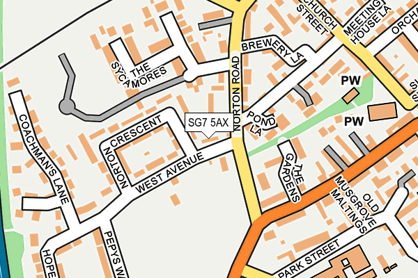 SG7 5AX map - OS OpenMap – Local (Ordnance Survey)