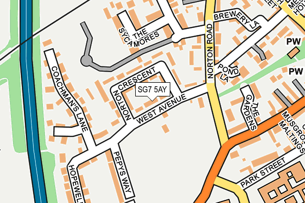 SG7 5AY map - OS OpenMap – Local (Ordnance Survey)
