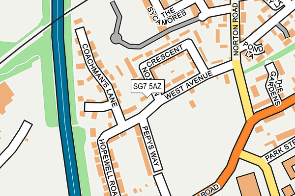 SG7 5AZ map - OS OpenMap – Local (Ordnance Survey)