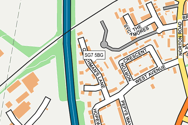 SG7 5BG map - OS OpenMap – Local (Ordnance Survey)