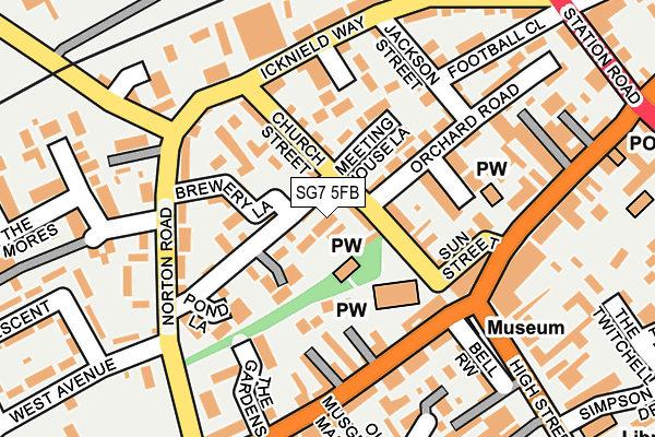 SG7 5FB map - OS OpenMap – Local (Ordnance Survey)