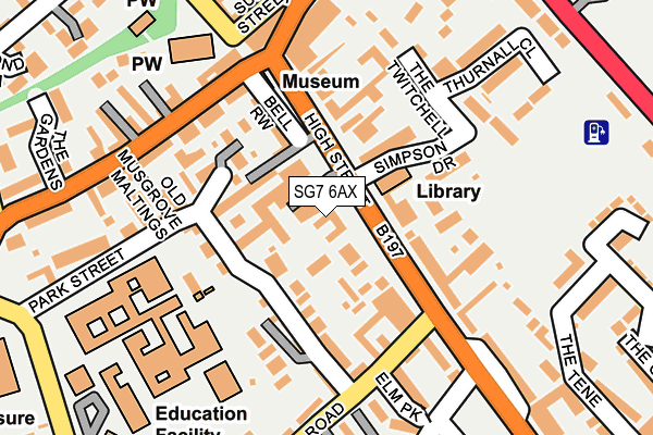 SG7 6AX map - OS OpenMap – Local (Ordnance Survey)