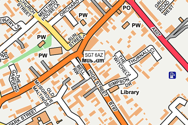 SG7 6AZ map - OS OpenMap – Local (Ordnance Survey)