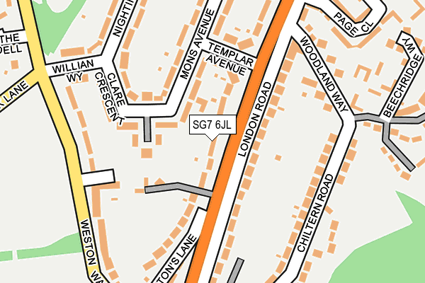 SG7 6JL map - OS OpenMap – Local (Ordnance Survey)