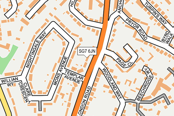 SG7 6JN map - OS OpenMap – Local (Ordnance Survey)