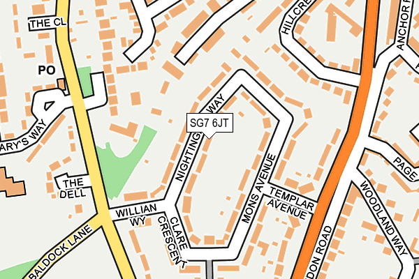SG7 6JT map - OS OpenMap – Local (Ordnance Survey)