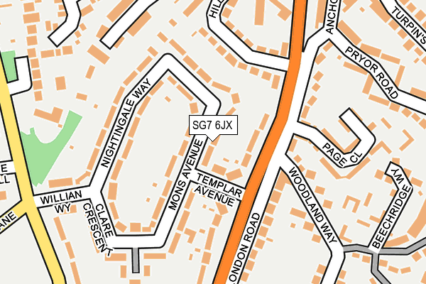 SG7 6JX map - OS OpenMap – Local (Ordnance Survey)