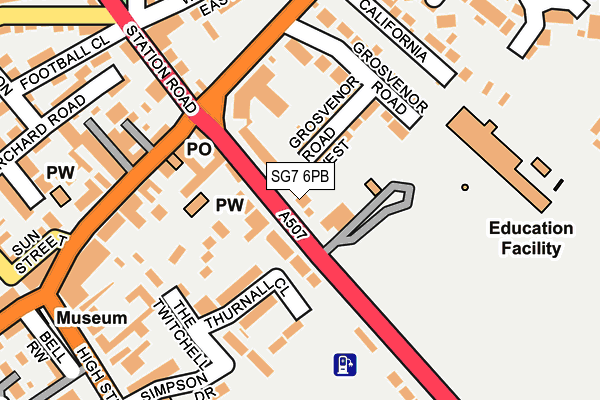 SG7 6PB map - OS OpenMap – Local (Ordnance Survey)