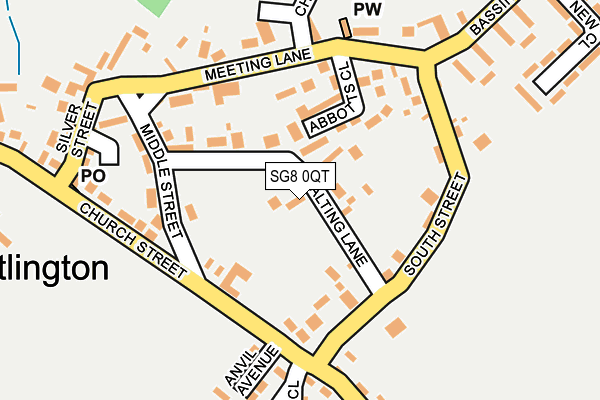 SG8 0QT map - OS OpenMap – Local (Ordnance Survey)