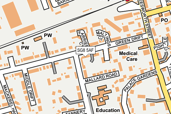 SG8 5AF map - OS OpenMap – Local (Ordnance Survey)