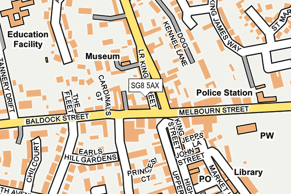 SG8 5AX map - OS OpenMap – Local (Ordnance Survey)