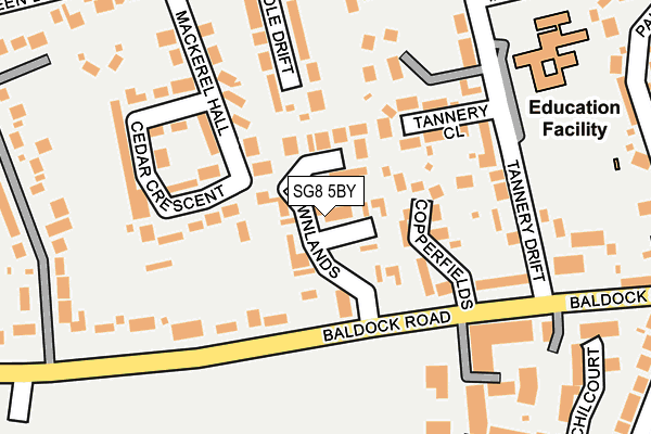 SG8 5BY map - OS OpenMap – Local (Ordnance Survey)