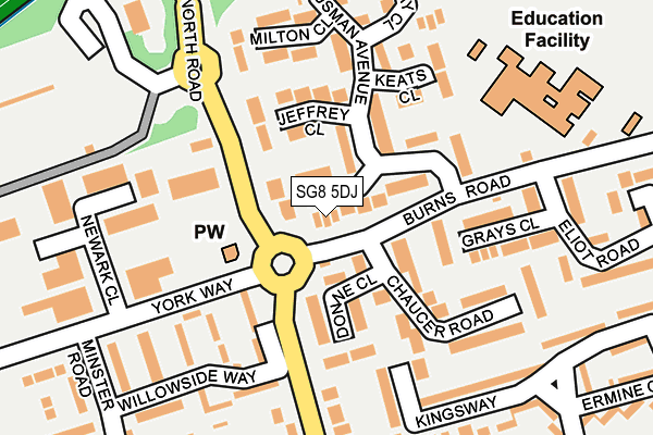 SG8 5DJ map - OS OpenMap – Local (Ordnance Survey)